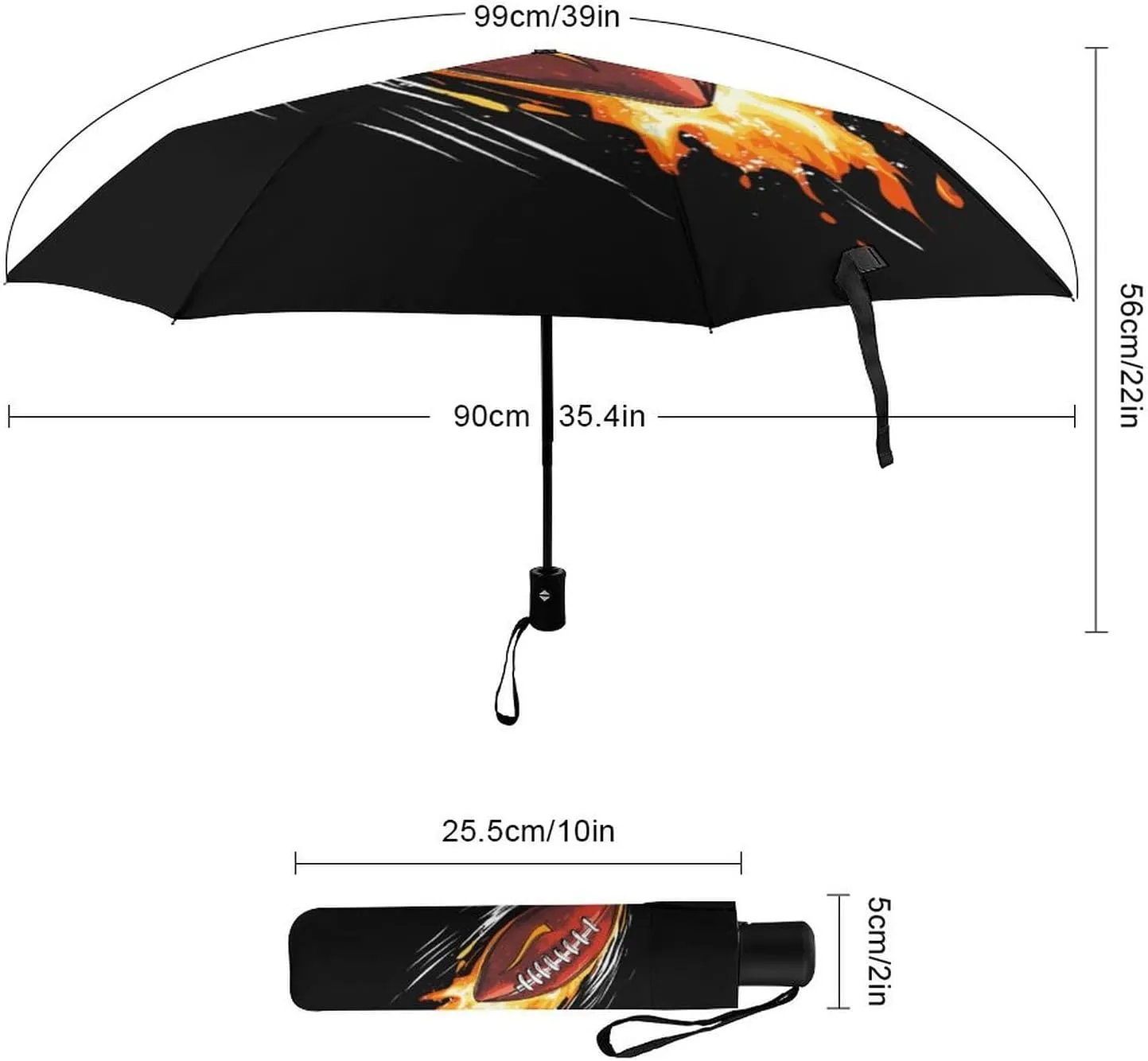 Rocket Football Three Folding Umbrellas Portable Auto Open/Close Windproof Umbrella for Men Women
