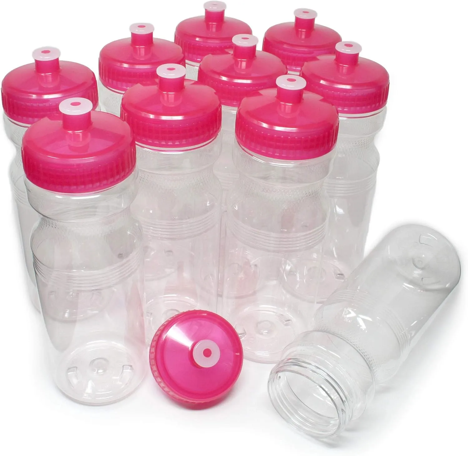 Rolling Sands 24 Ounce BPA-Free Plastic Water Bottles, Set of 10, Made in USA