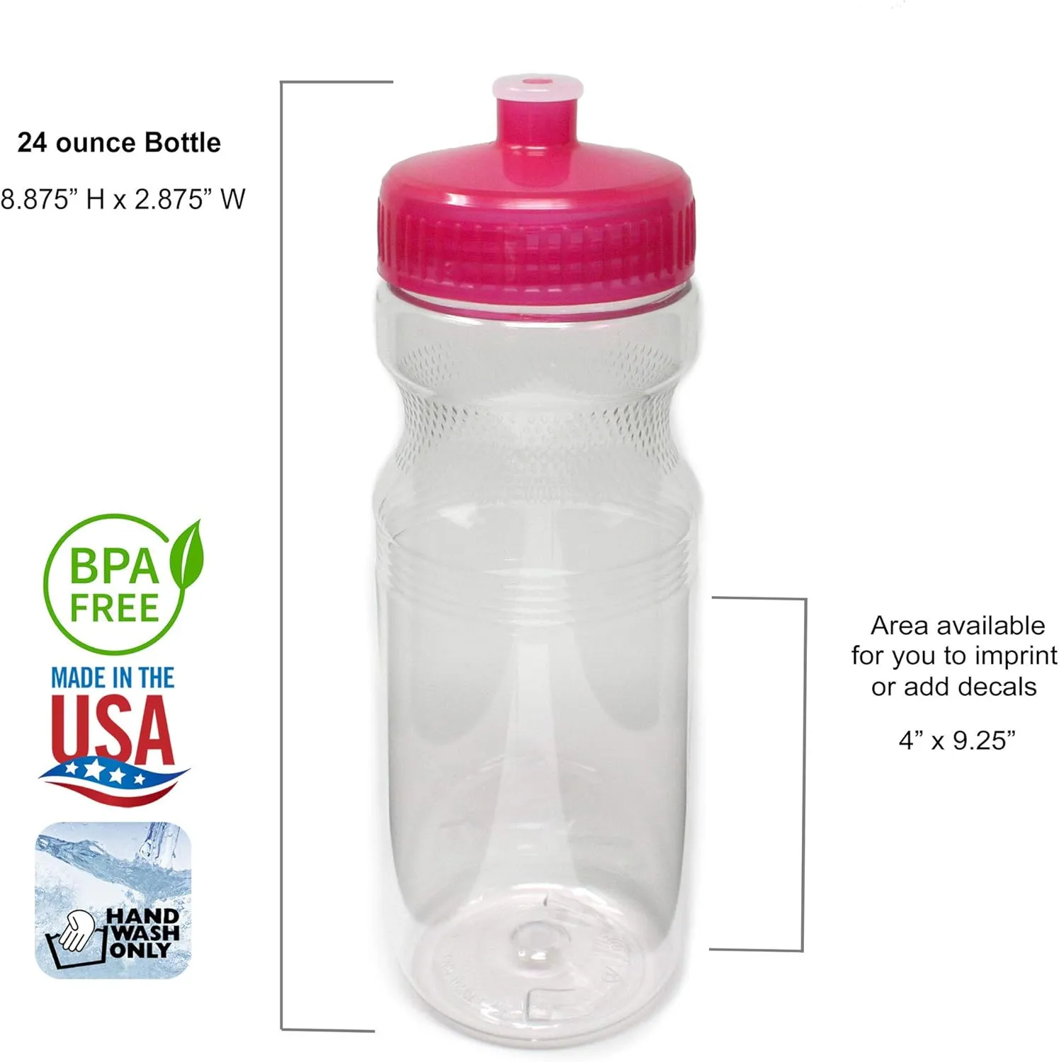 Rolling Sands 24 Ounce BPA-Free Plastic Water Bottles, Set of 10, Made in USA