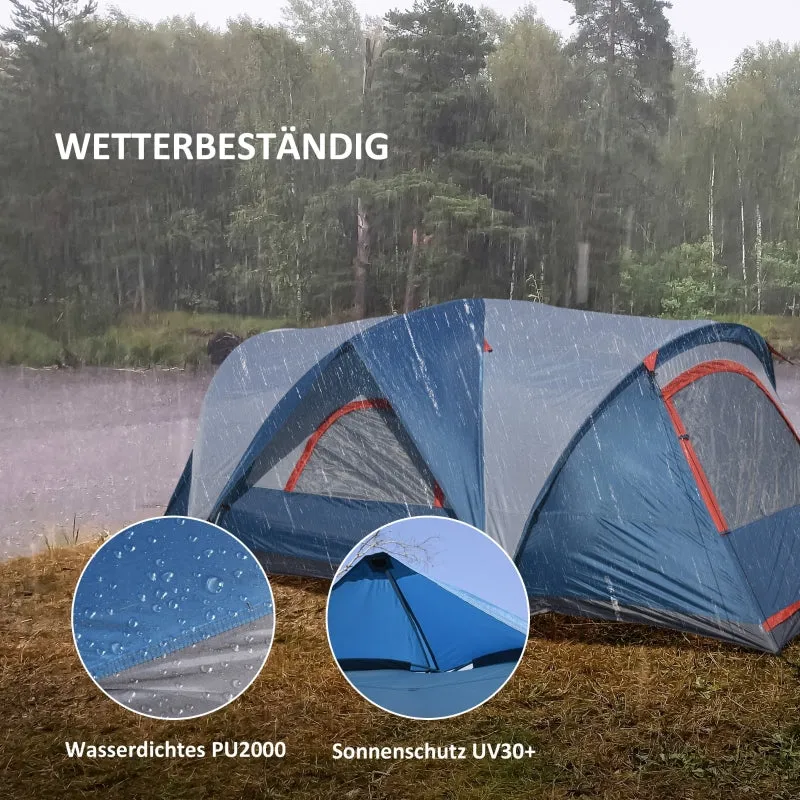 Rootz Camping Tent - Outdoor Shelter - Family Tent - Spacious Design - Water-Repellent - UV-Resistant - 475L x 207W x 150H cm