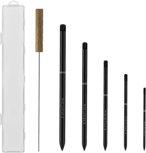 Rope Splicing Tool Kit, Rope Splicing FID Kit for Double Braid Eye Line,Stainless Steel Line Braiding Set Tool Include 5 Sizes (0.16-0.47") Fids and 1pcs Pusher(Black)