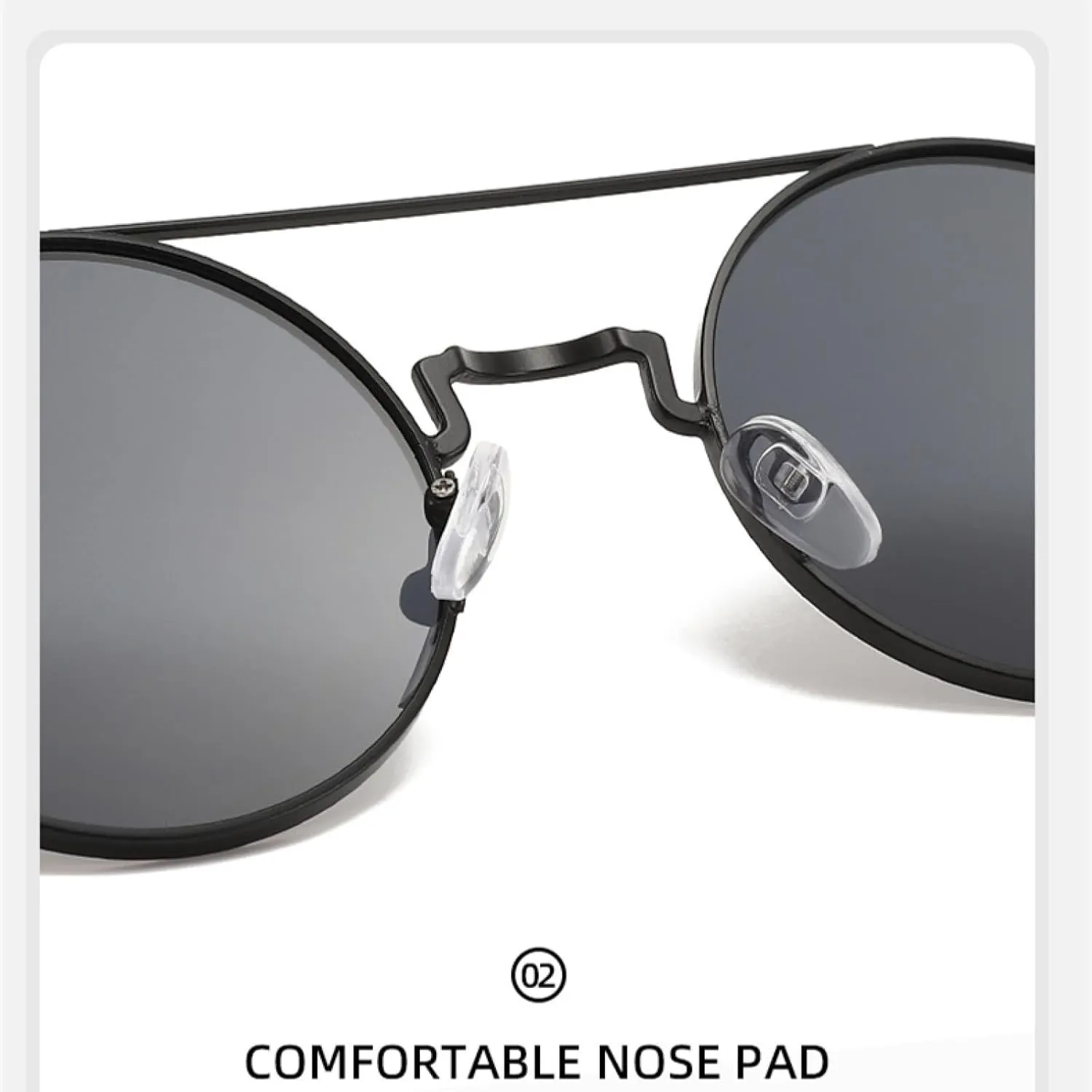 Round-frame Punk Sunglasses. Hollow Double-spring Metal Sunglasses with Hollow Temple Arms.