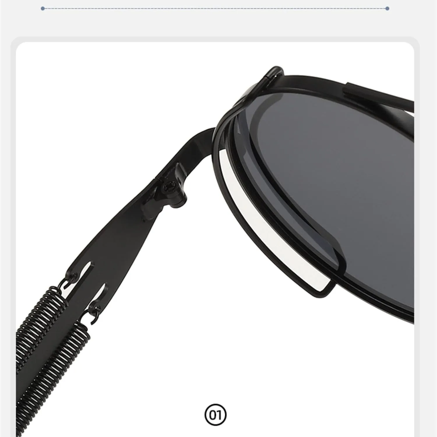 Round-frame Punk Sunglasses. Hollow Double-spring Metal Sunglasses with Hollow Temple Arms.