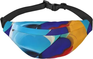 Round Watercolor Painting Men'S And Women'S Waist Pack, Crossbody Bag With Adjustable Belt For Running, Traveling, Sports, Hiking