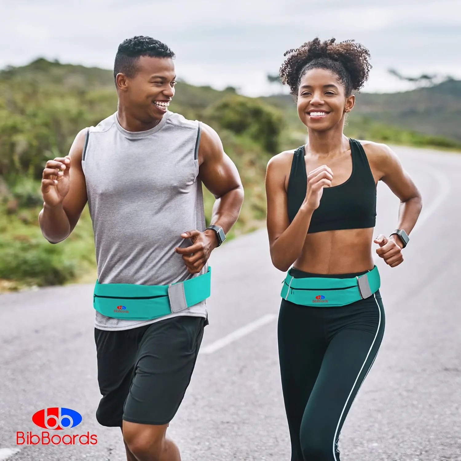 Running Belt, Turquoise | No-Bounce, Water & Sweat-Resistant Fanny Pack for Phone, Keys, Cards | Adjustable Waist 38”-48” | Lightweight for Running, Cycling, Hiking, Marathons and Races