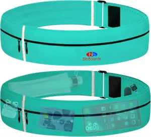 Running Belt, Turquoise | No-Bounce, Water & Sweat-Resistant Fanny Pack for Phone, Keys, Cards | Adjustable Waist 38”-48” | Lightweight for Running, Cycling, Hiking, Marathons and Races