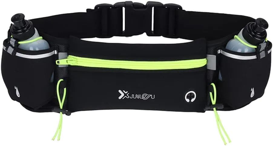 Running Belt with Water Bottles Sports Waist Pouch Hydration Belt Waterproof Waist Pack Bag for Running, Triathlon, Marathon