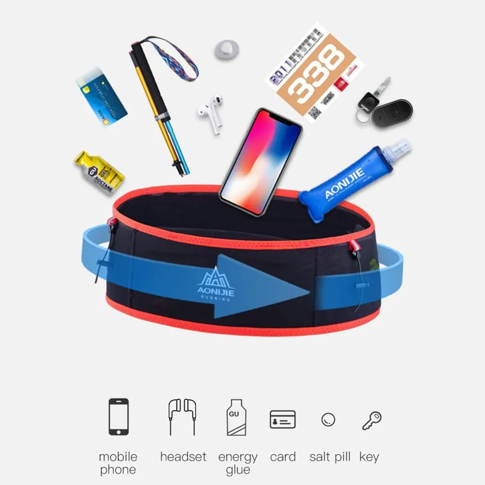 Running Hydration Belt with 250ml Soft Flask, Quick Drying Running Belt for Cycling、Hiking、Marathon (black red,M/L)