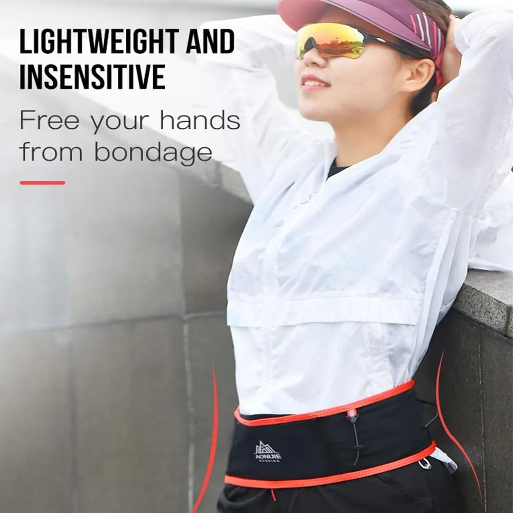 Running Hydration Belt with 250ml Soft Flask, Quick Drying Running Belt for Cycling、Hiking、Marathon (black red,M/L)