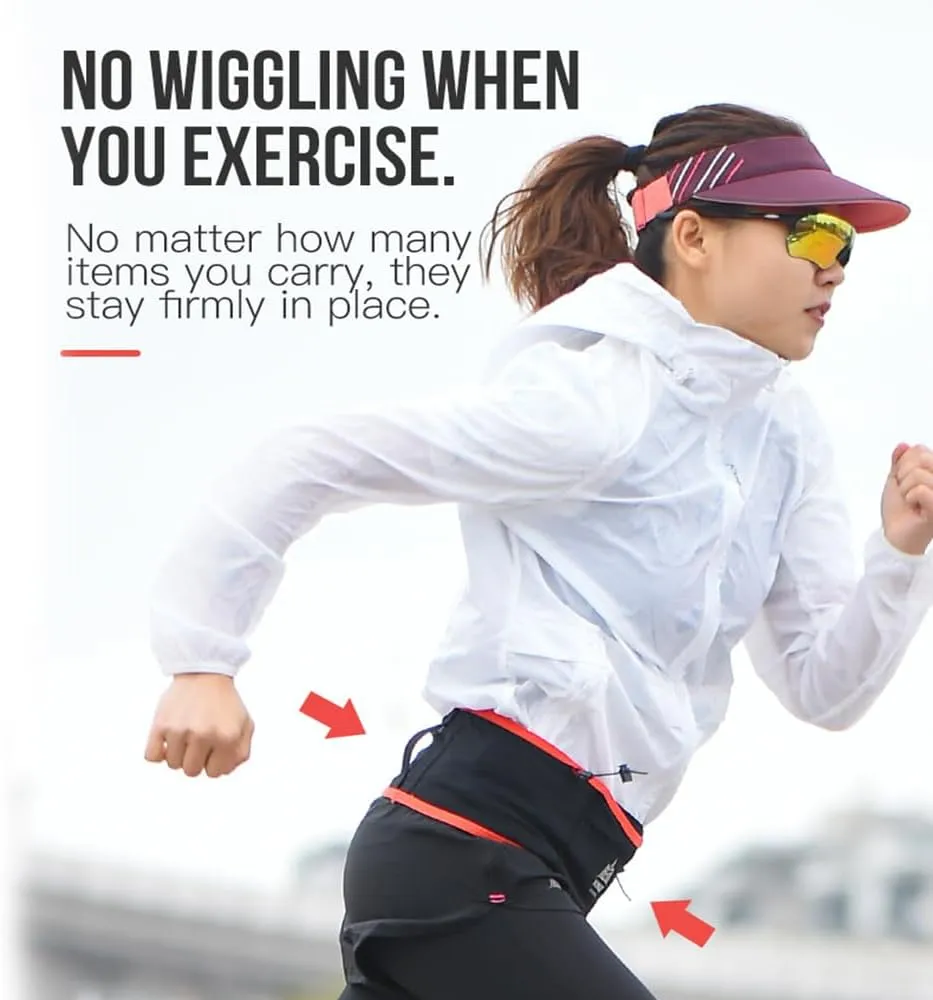 Running Hydration Belt with 250ml Soft Flask, Quick Drying Running Belt for Cycling、Hiking、Marathon (black red,M/L)