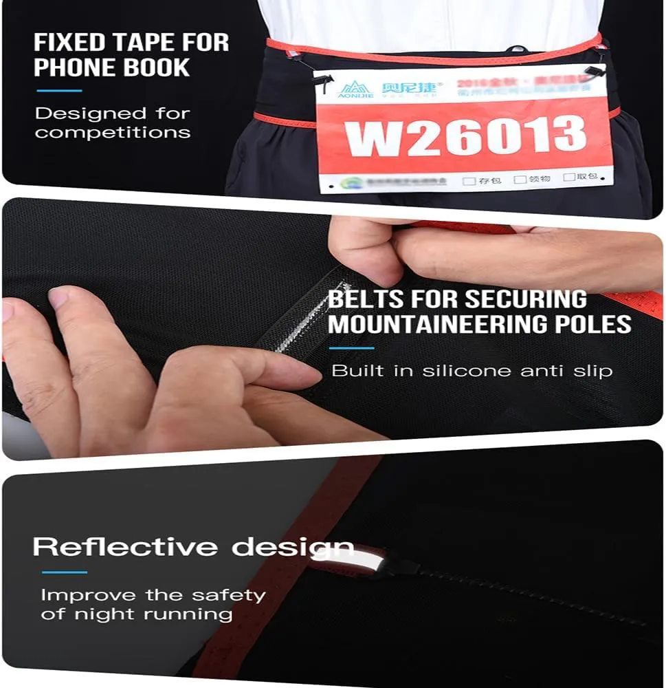 Running Hydration Belt with 250ml Soft Flask, Quick Drying Running Belt for Cycling、Hiking、Marathon (black red,M/L)