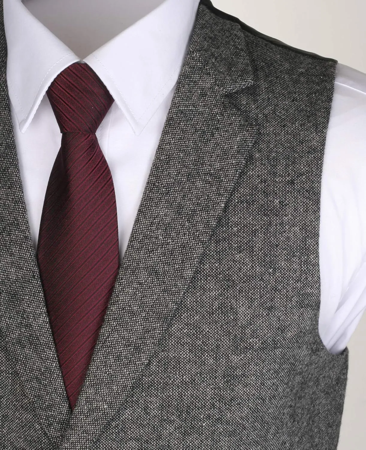 Ruth&Boaz 2Pockets 4Buttons Wool Herringbone Tweed Tailored Collar Suit Vest