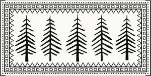 RV Outdoor Rug, 9' × 18' Plastic Straw Waterproof Rugs Lightweight Reversible RV Mat Outdoor Patio Rug with Storage Bag for Outside Camper Under Awning Backyard, Pine Tree Print