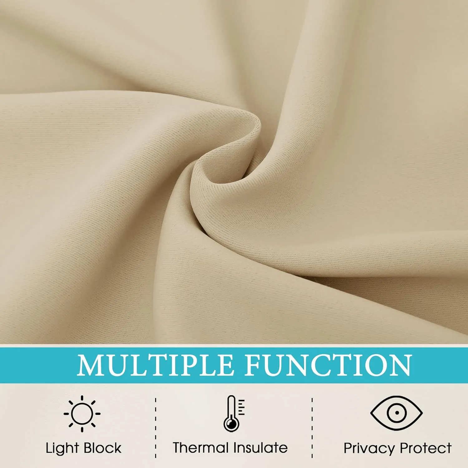 RYB HOME 2 Panels Outdoor Curtains for Patio Waterproof, Blackout Thermal Insulated Outside Curtains Canvas for Gazebo Porch Pavilion Living Room Bedroom, W 52 inch x L 96 inch, Biscotti Beige