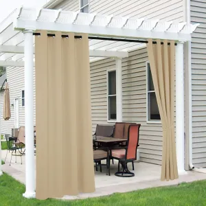 RYB HOME 2 Panels Outdoor Curtains for Patio Waterproof, Blackout Thermal Insulated Outside Curtains Canvas for Gazebo Porch Pavilion Living Room Bedroom, W 52 inch x L 96 inch, Biscotti Beige