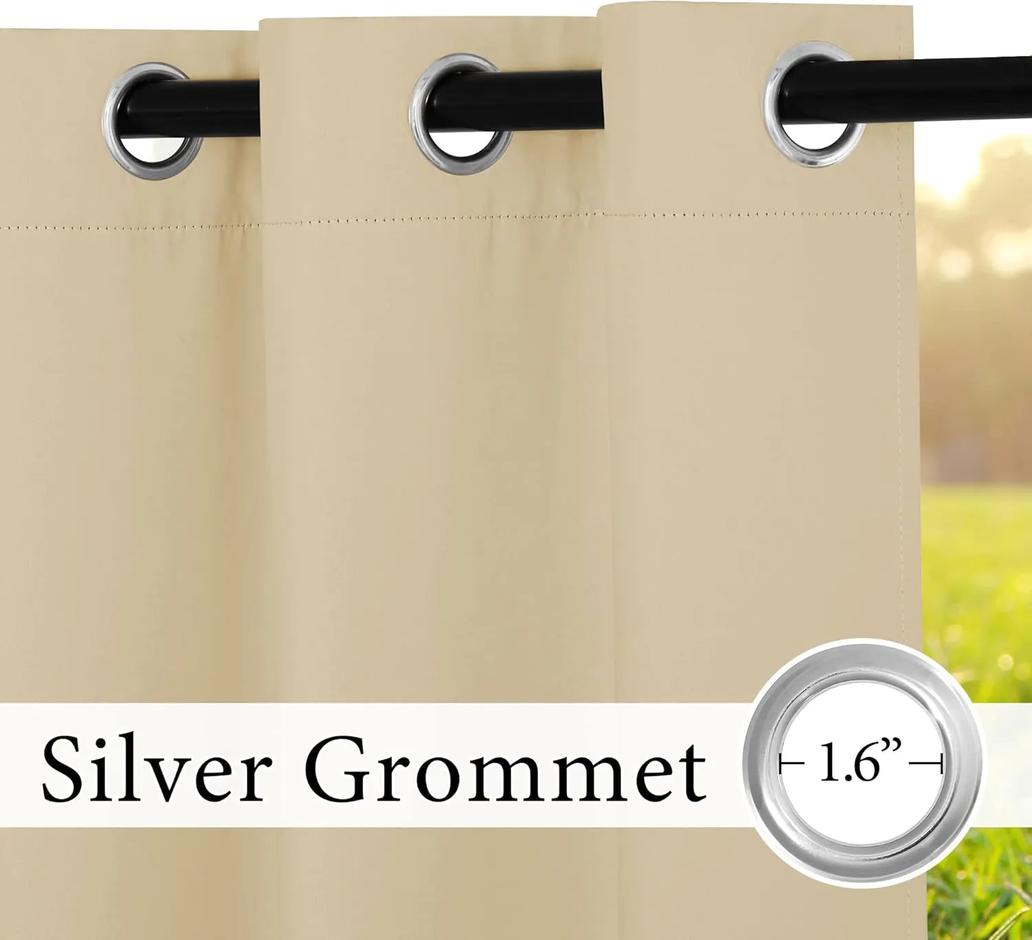 RYB HOME 2 Panels Outdoor Curtains for Patio Waterproof, Blackout Thermal Insulated Outside Curtains Canvas for Gazebo Porch Pavilion Living Room Bedroom, W 52 inch x L 96 inch, Biscotti Beige