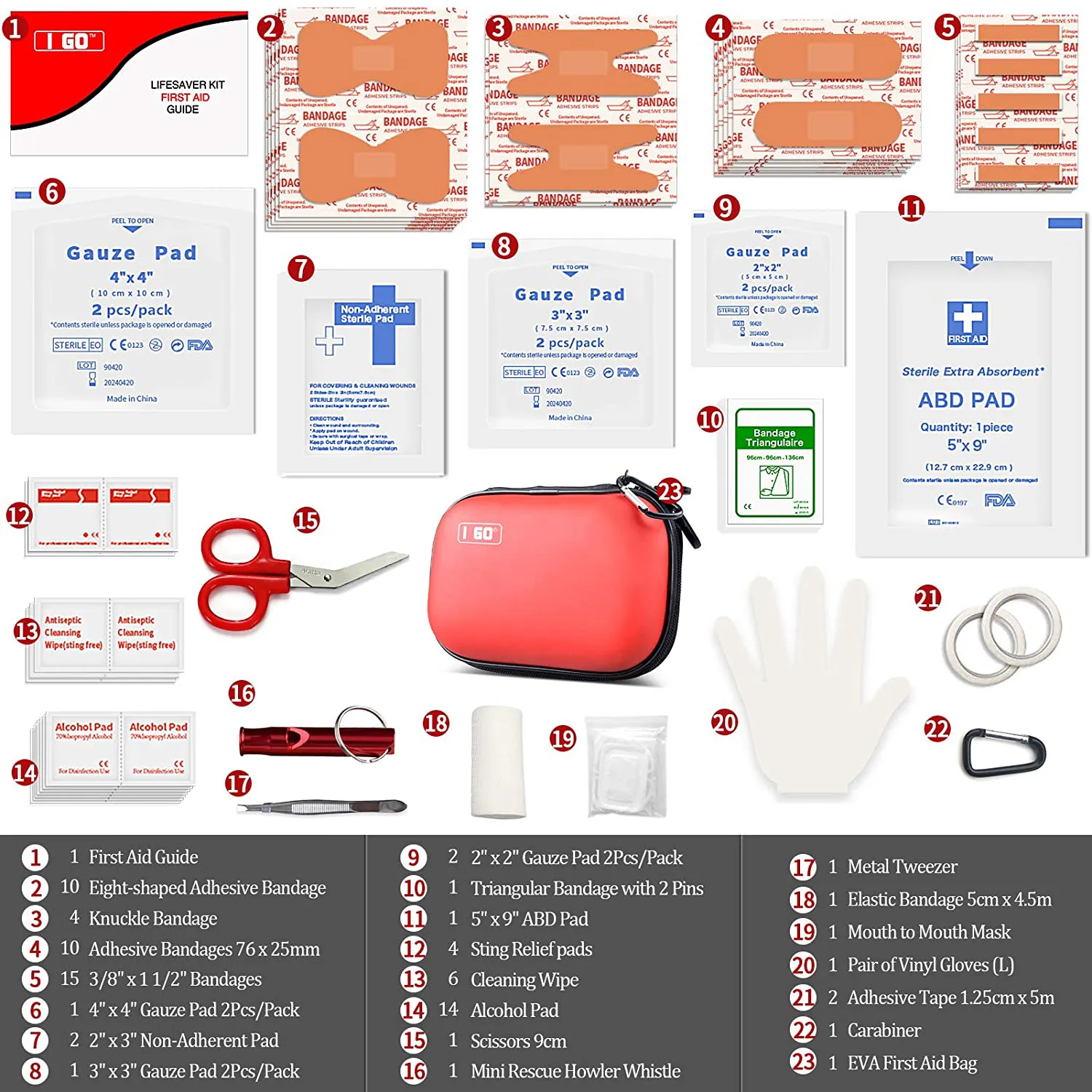 Rynx | I GO 85 Pieces Hard Shell Mini Compact First Aid Kit, Small Personal Emergency Survival Kit for Travel Hiking Camping Backpacking Marine Vehicle