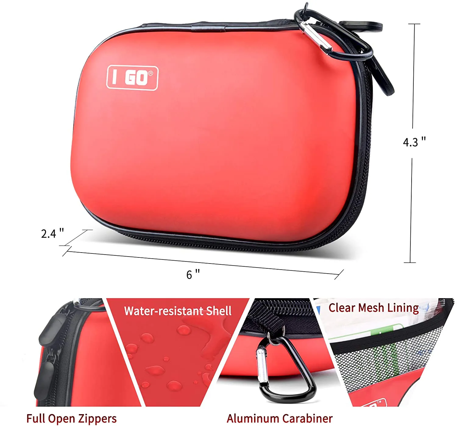 Rynx | I GO 85 Pieces Hard Shell Mini Compact First Aid Kit, Small Personal Emergency Survival Kit for Travel Hiking Camping Backpacking Marine Vehicle
