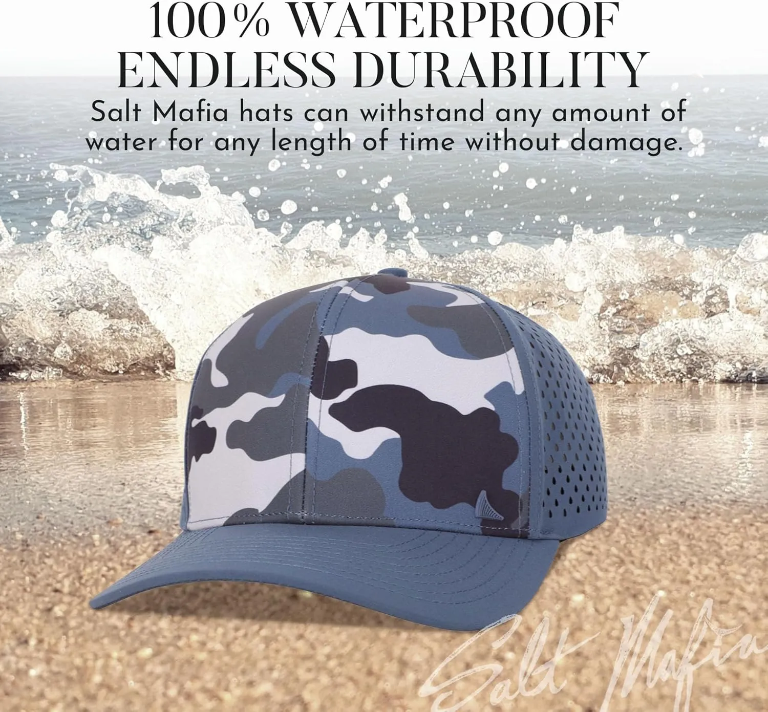 Salt Mafia Hats for Men - Waterproof Hats, 6 Panel Hat Curve Brim Snap Back Hat