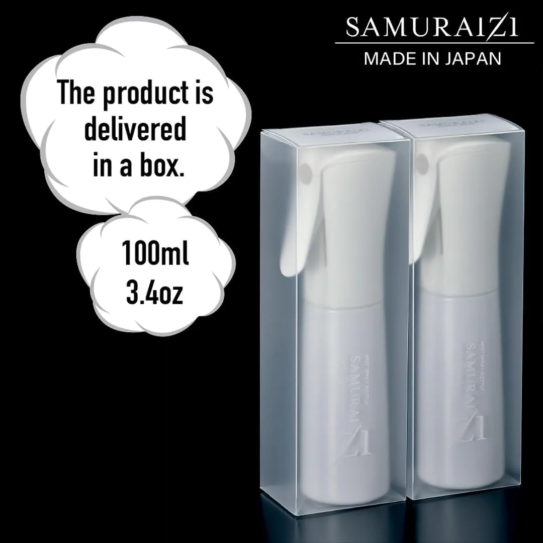 SAMURAI Z1 Mini Continuous Spray Bottle, 3.4 fl oz (100 ml) Portable, Locking Function, Continuous Mist, Ultra Fine Particles, Travel & More (White 2 pieces)