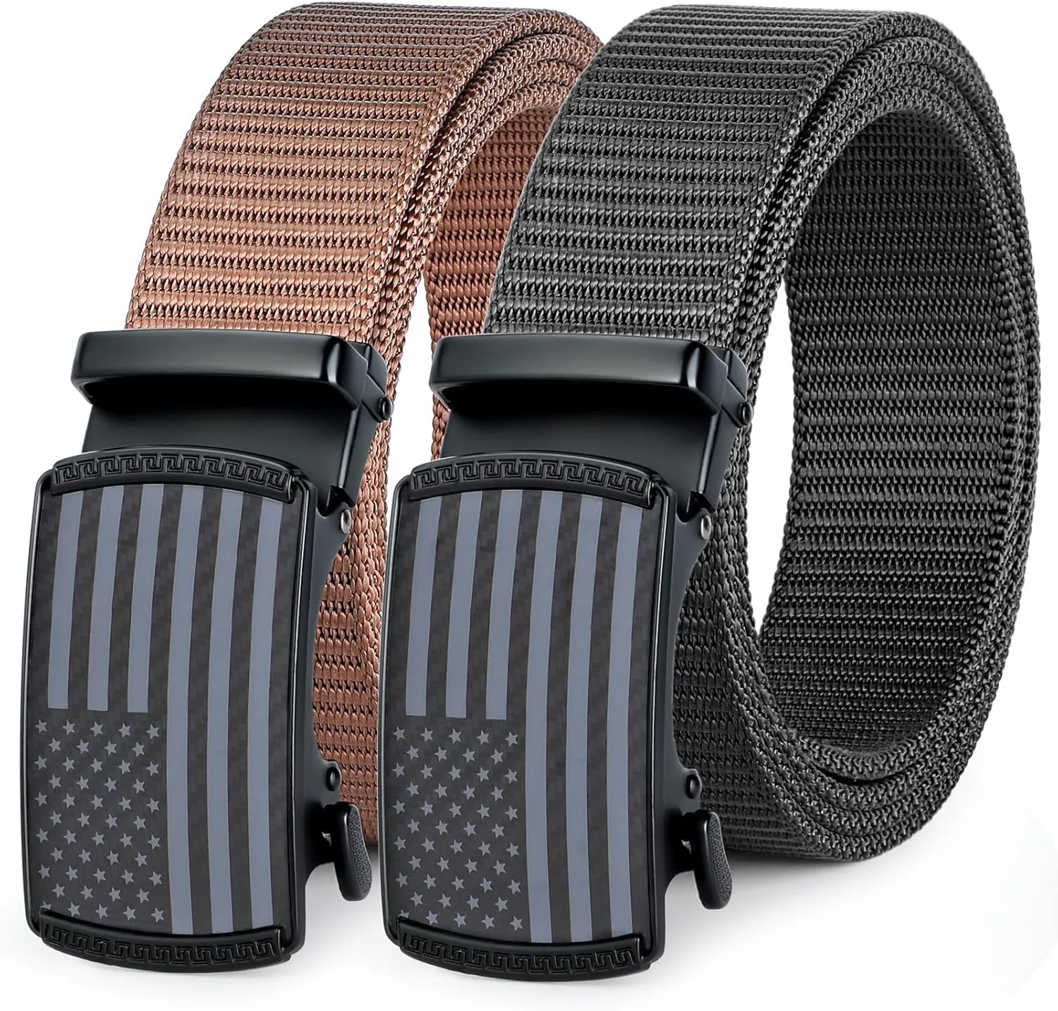 SANSTHS 2 Pack Mens Belts Golf Belt, Tactical Work Belt Web Nylon Ratchet Belts for Men
