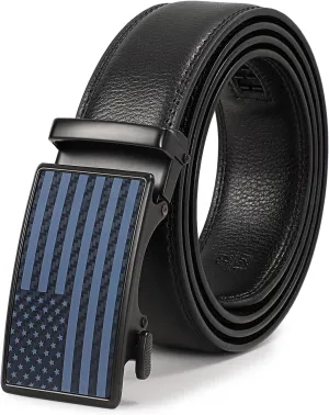 SANSTHS Men's Belts Leather Ratchet Dress Belts for Men with Adjustable Slide Buckle in Gift Box