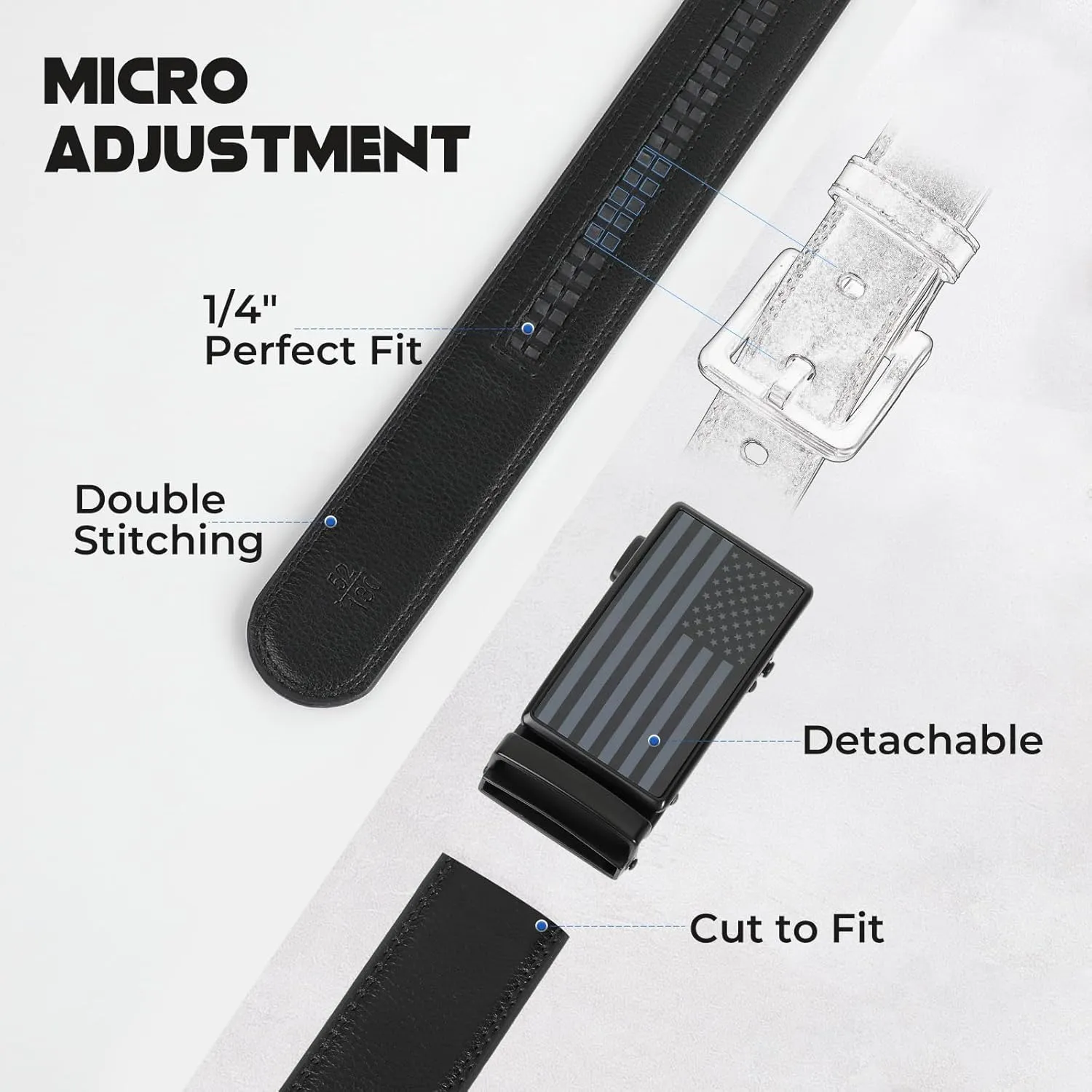 SANSTHS Men's Belts Leather Ratchet Dress Belts for Men with Adjustable Slide Buckle in Gift Box