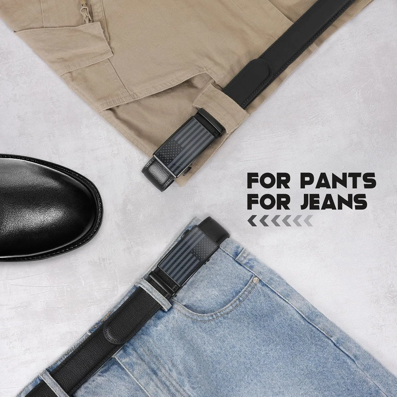SANSTHS Men's Belts Leather Ratchet Dress Belts for Men with Adjustable Slide Buckle in Gift Box