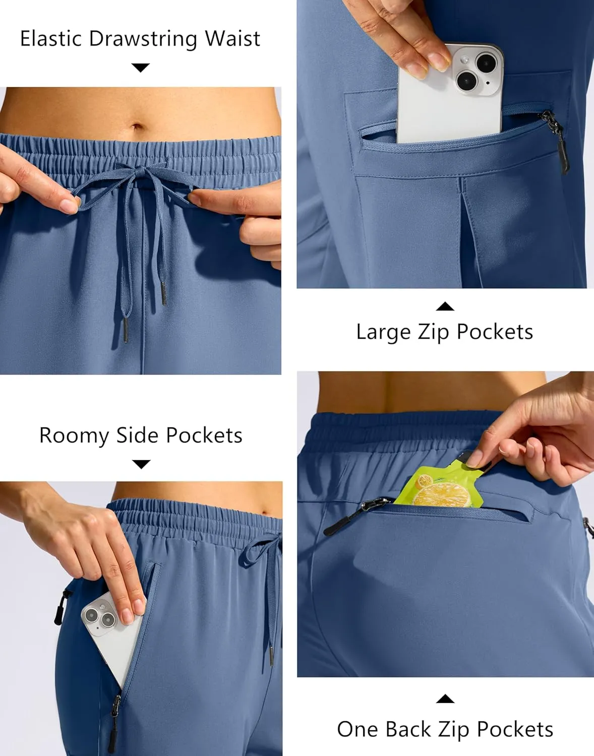 SANTINY Women's 10'' Lightweight Hiking Cargo Shorts with 5 Zipper Pockets Quick Dry Summer Long Travel Golf Shorts for Women