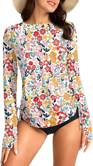 SANTINY Women's UPF50  Rash Guard SPF Long Sleeve Swimsuits Top UV Sun Protection Swim Shirts for Woman