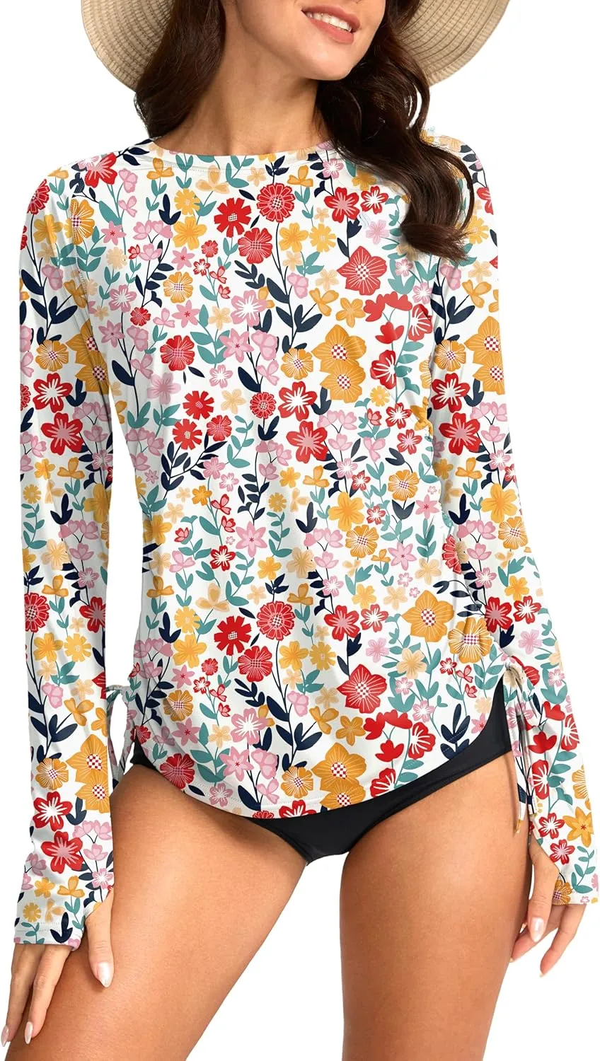 SANTINY Women's UPF50  Rash Guard SPF Long Sleeve Swimsuits Top UV Sun Protection Swim Shirts for Woman