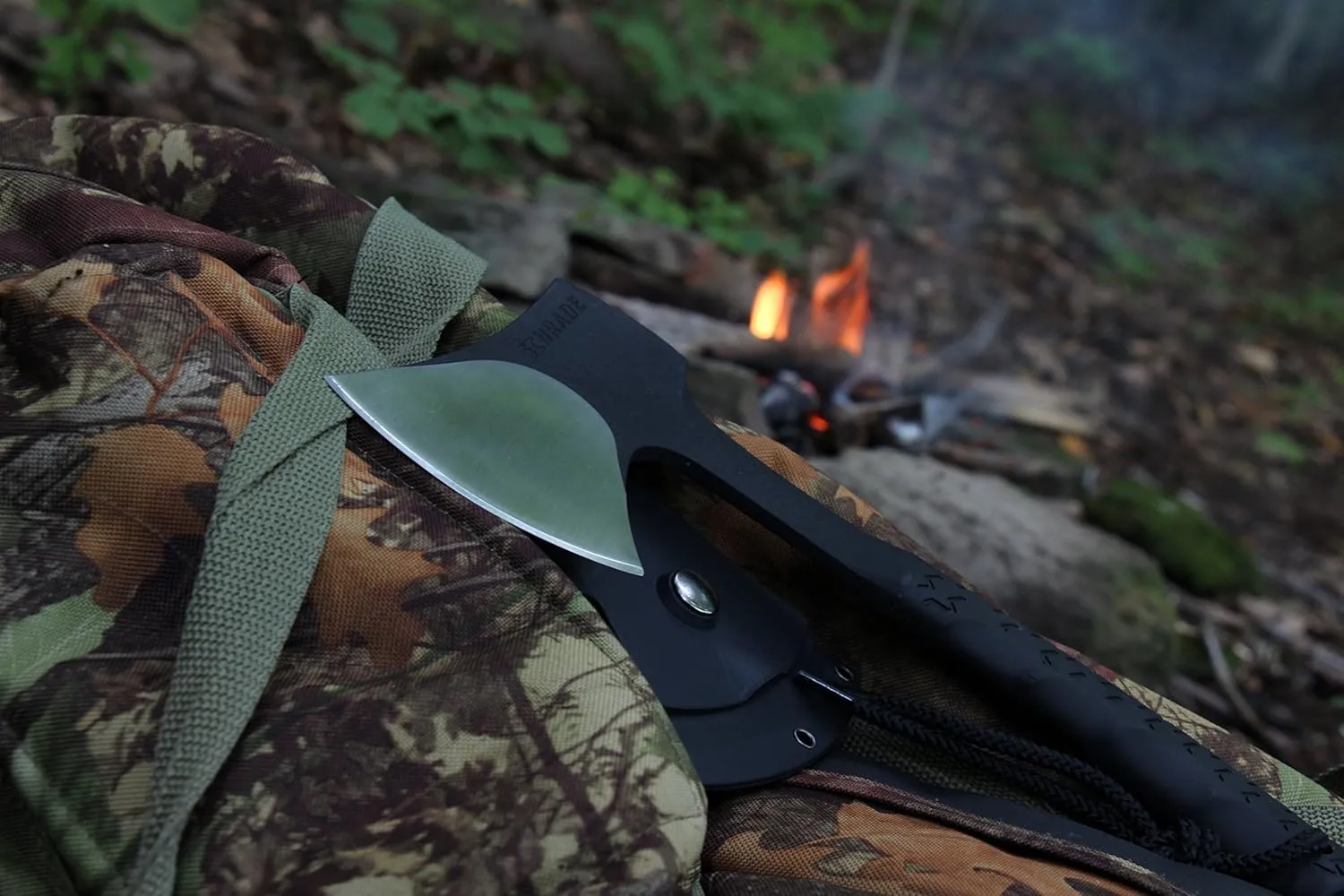 Schrade Delta Class Bedrock Camp Axe 11.1in Full Tang Hatchet with 3.6in Stainless Steel Blade and TPR Handle for Outdoor Survival Camping and Everyday Tasks
