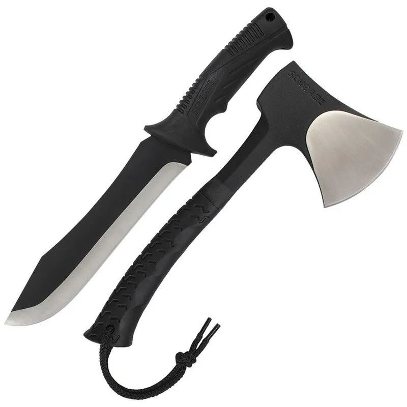 SCHRADE HUNTING TACTICAL HATCHET AND MACHETE COMBO STAINLESS STEEL SCHCOM6CP