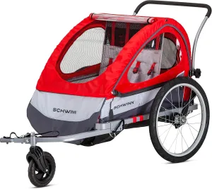 Schwinn Joyrider Echo and Trailblazer Child Bike Trailer, Single and Double Seat Baby Carrier Options, Canopy, 16 or 20-Inch Air-Filled Tires, with Bug Screen & Weather Shield, Bike Attachment
