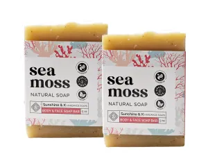 Sea Moss Soap Bar - Natural Handmade Vegan Soap with Organic Argan Oil, Extra Virgin Olive Oil, Castor Oil, and Real Sea Moss - 5 oz (Two Bars)