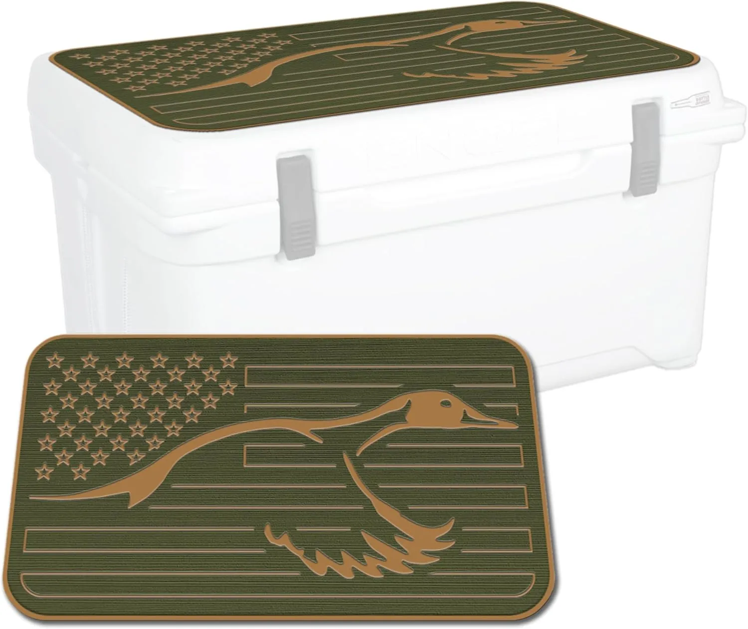 SeaDek EVA Mat Cooler Pad fits Engel | Peel & Stick Application | Non Slip Comfort Accessories - US Flag Duck Outdoorsman Hunt Design (OG-M)