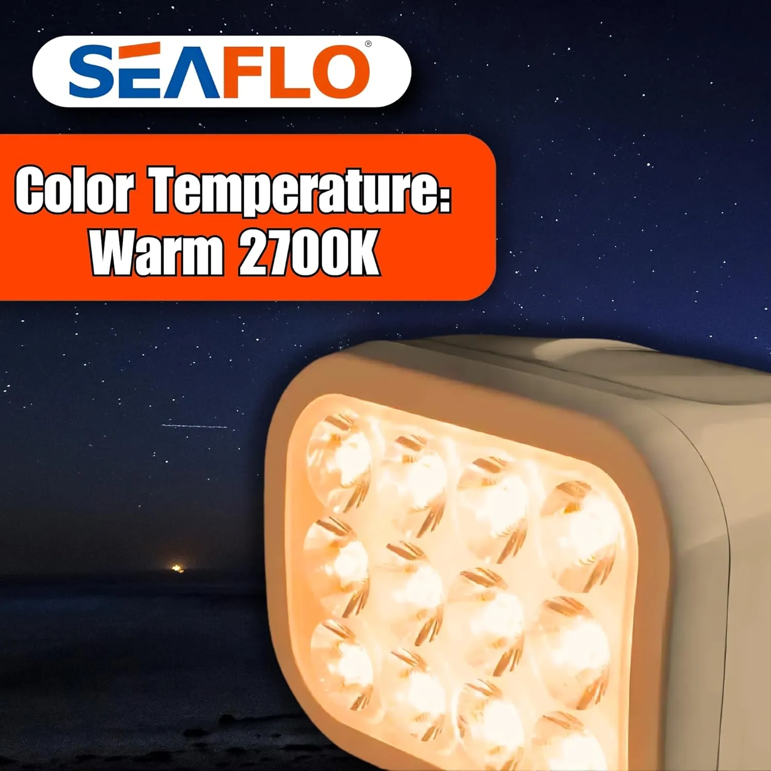 SEAFLO 360° Rotating Remote Control LED Searchlight, 10-30V, Auto-Reset, IP66 Waterproof, Marine Spotlight for Boats, Truck, Vehicles, CE & Rohs Certified (Wired Remote/White//Warm Light 2700K)