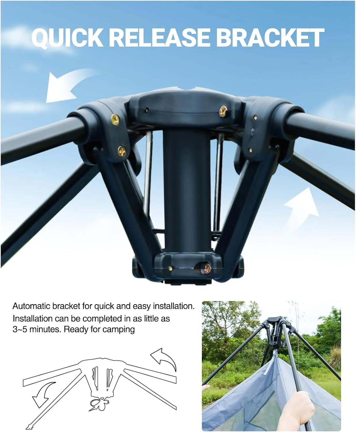 SEALIGHT SUV Tent for Camping，6 Person Pop Up Tent Double Layer PU3000mm Waterproof Car Camping Tent with Rainfly and Storage Bag，Weather Resistant Car Tents for Camping SUV，10FT L x 8FT W x 7.2FT H
