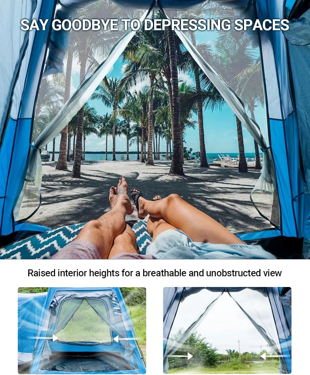 SEALIGHT SUV Tent for Camping，6 Person Pop Up Tent Double Layer PU3000mm Waterproof Car Camping Tent with Rainfly and Storage Bag，Weather Resistant Car Tents for Camping SUV，10FT L x 8FT W x 7.2FT H