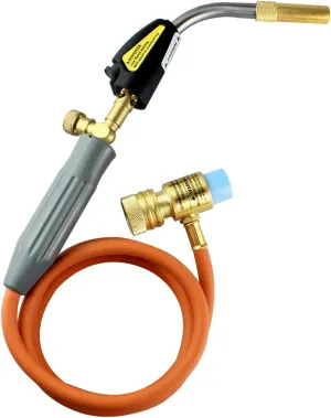 Self-Ignition Propane Soldering Torch Mapp Gas Welding Torch with Brass Head，Adjustable Swirl Flame Trigger one-touch Ignition, 5ft Hose
