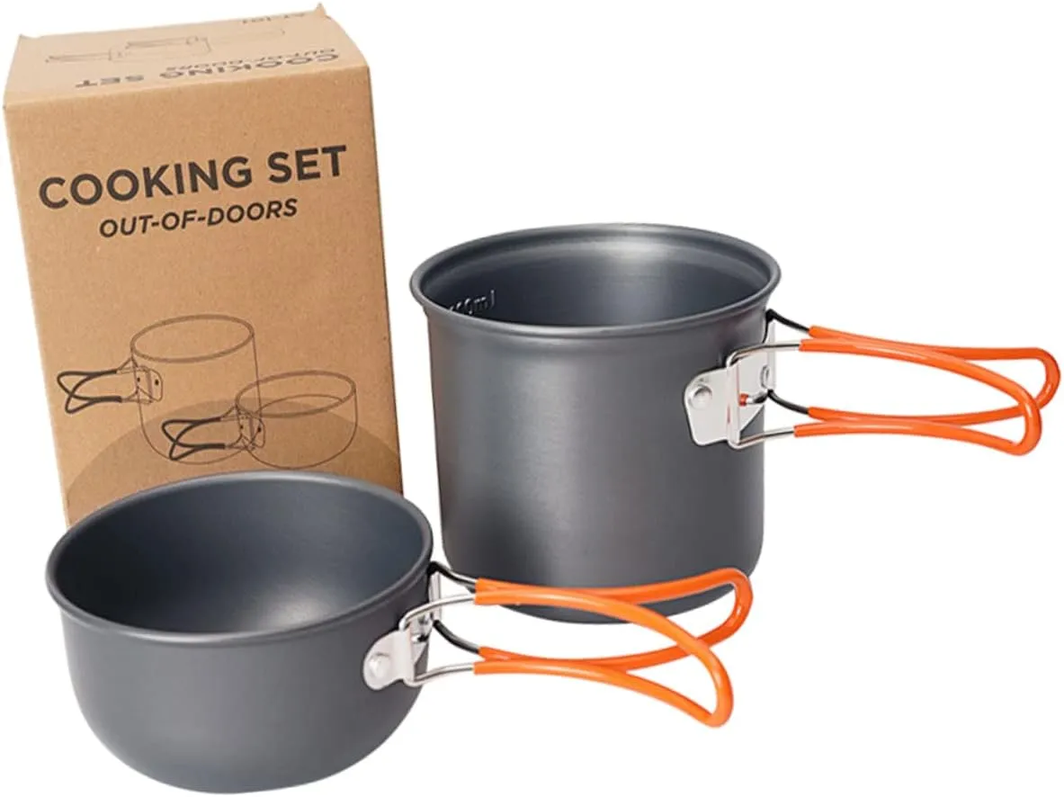 Set Aluminum Alloy Portable Outdoor Pot Camping Lunch Box Compact Folding Cookware for Camping Hiking Fishing