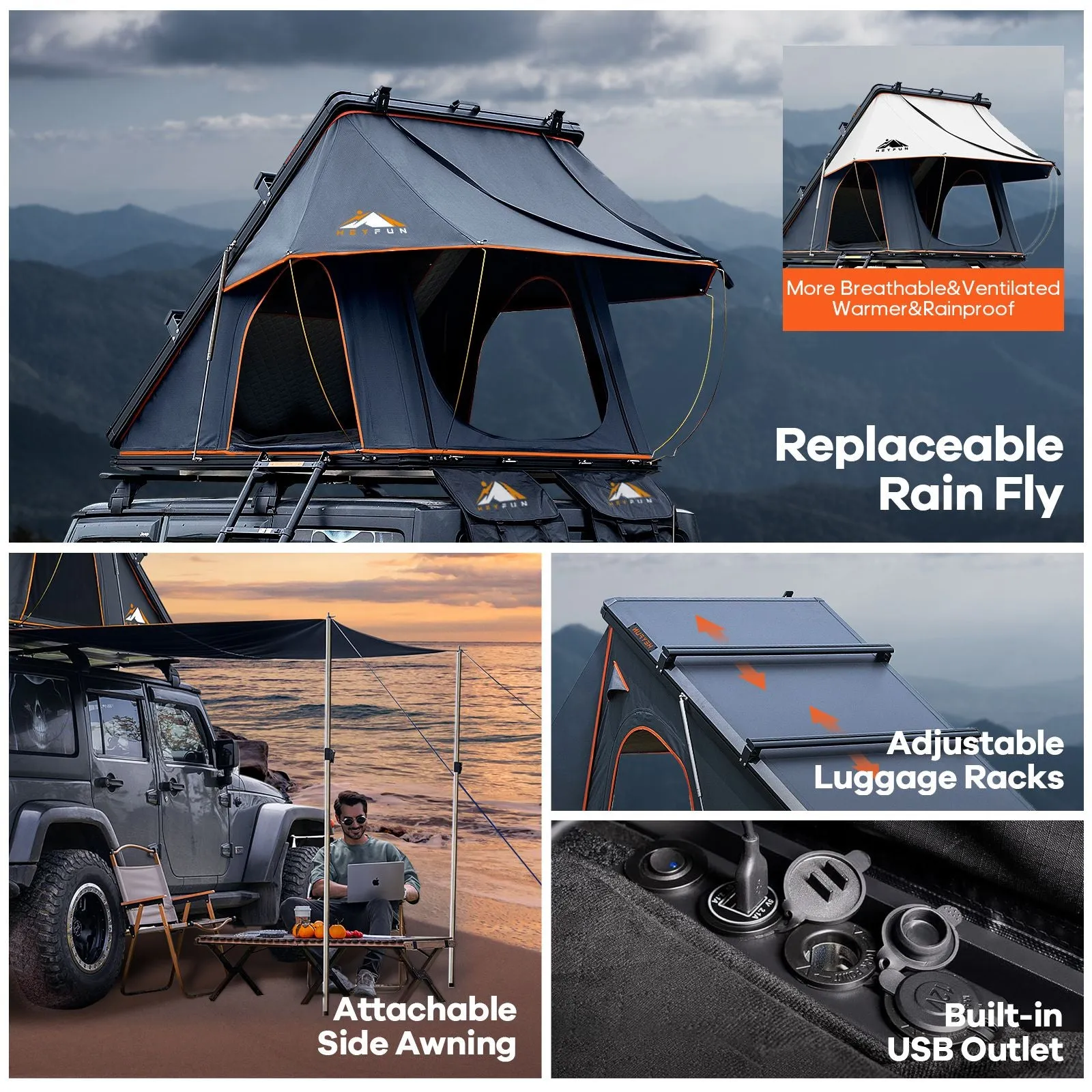 Shell for Pop for Tent Tent Person Adventurer Hard 4 Van Camping, Top Jeep Fly&Luggage Highly rated Replaceable Pro Truck Side USB SUV Aluminum Retro-inspired with Up 2-3 Season Rain Car Roof Outlet, Rooftop Awning, Racks