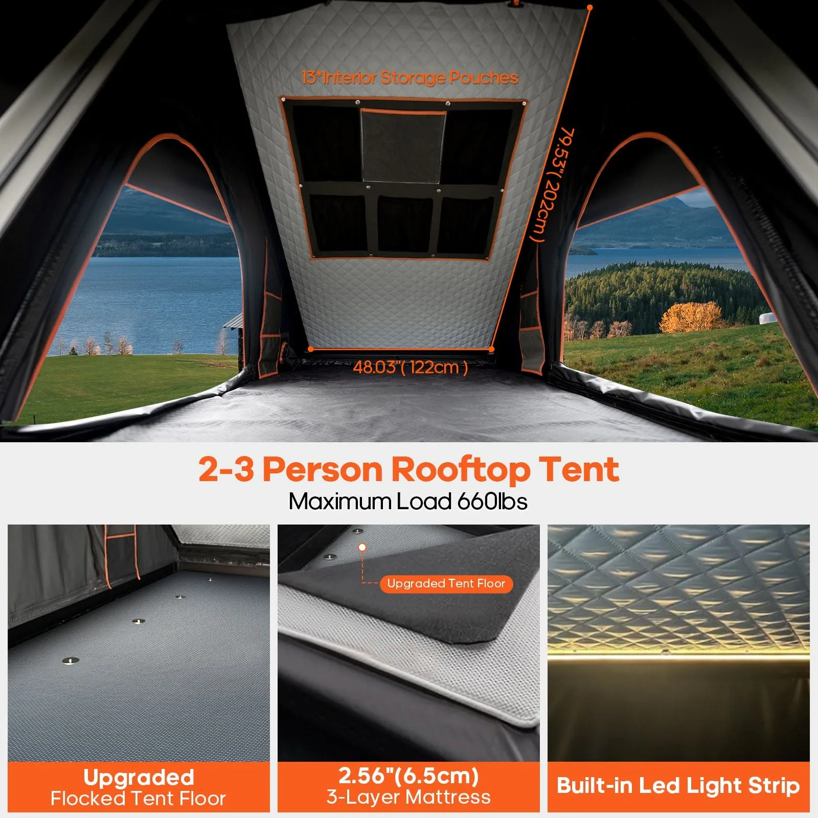 Shell for Pop for Tent Tent Person Adventurer Hard 4 Van Camping, Top Jeep Fly&Luggage Highly rated Replaceable Pro Truck Side USB SUV Aluminum Retro-inspired with Up 2-3 Season Rain Car Roof Outlet, Rooftop Awning, Racks
