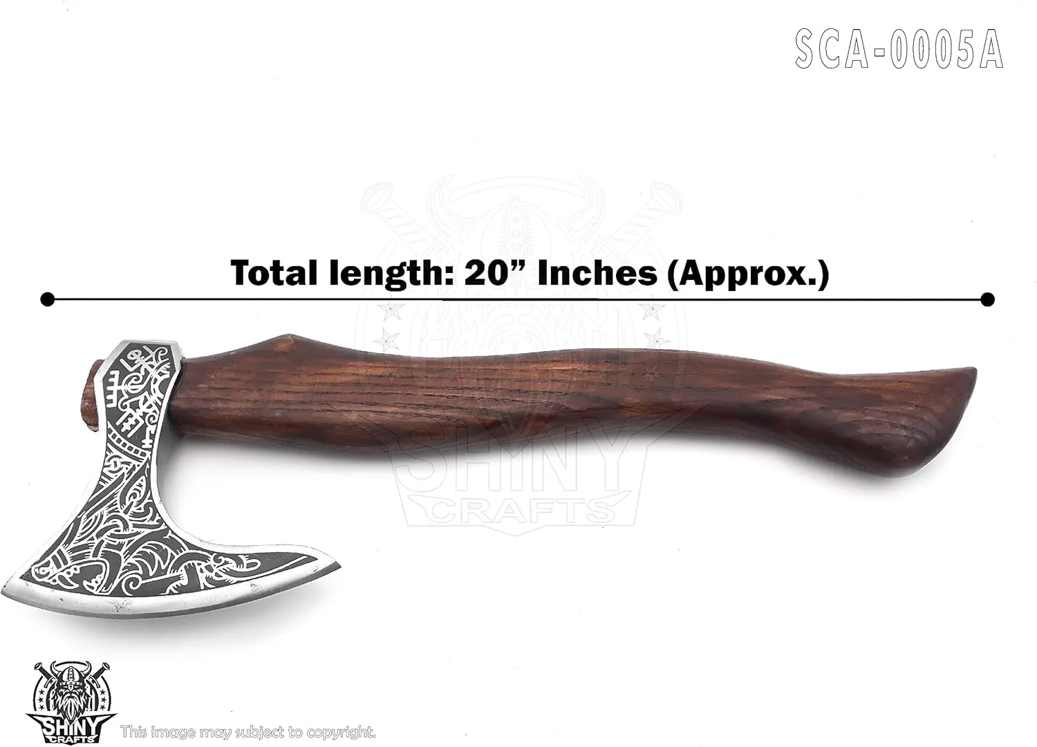 SHINY CRAFTS-Axes Berserker Axe Hatchet Tomahawk Norse Axe-Valhalla Wolf & Vegvisir Viking Axe Head Wolf Camp Axe Leather Sheath (VBA 05A)