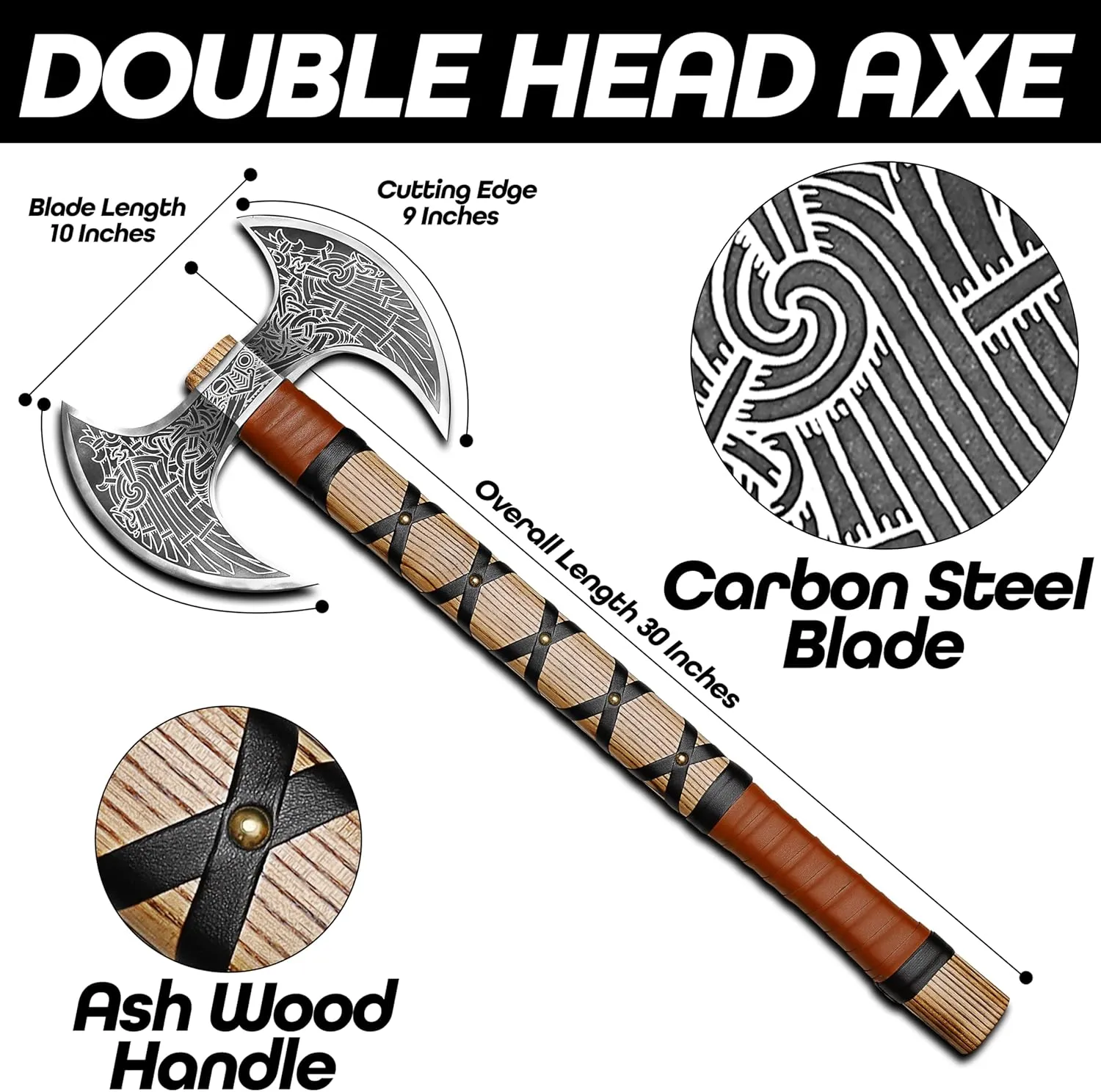 SHINY CRAFTS ® Hand-Forged Viking Axe | Bearded Hatchet | Medieval Battle Tool for Camping & Survival | Unique Gift for Men, Groomsmen & Christmas (Brown-SCA-13)