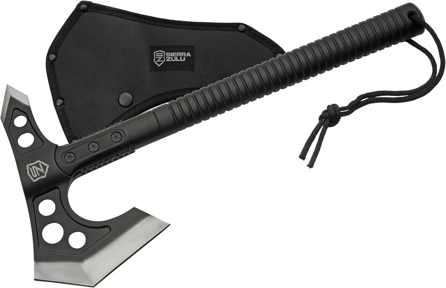 Sierra Zulu Camping Axe - Tactical Survival Hatchet with Bearded Axe Head, Nylon Sheath & Glass Fiber Handle - Full Tang Outdoor Bushcraft Tool for Camping, Hiking, and Chopping Tasks
