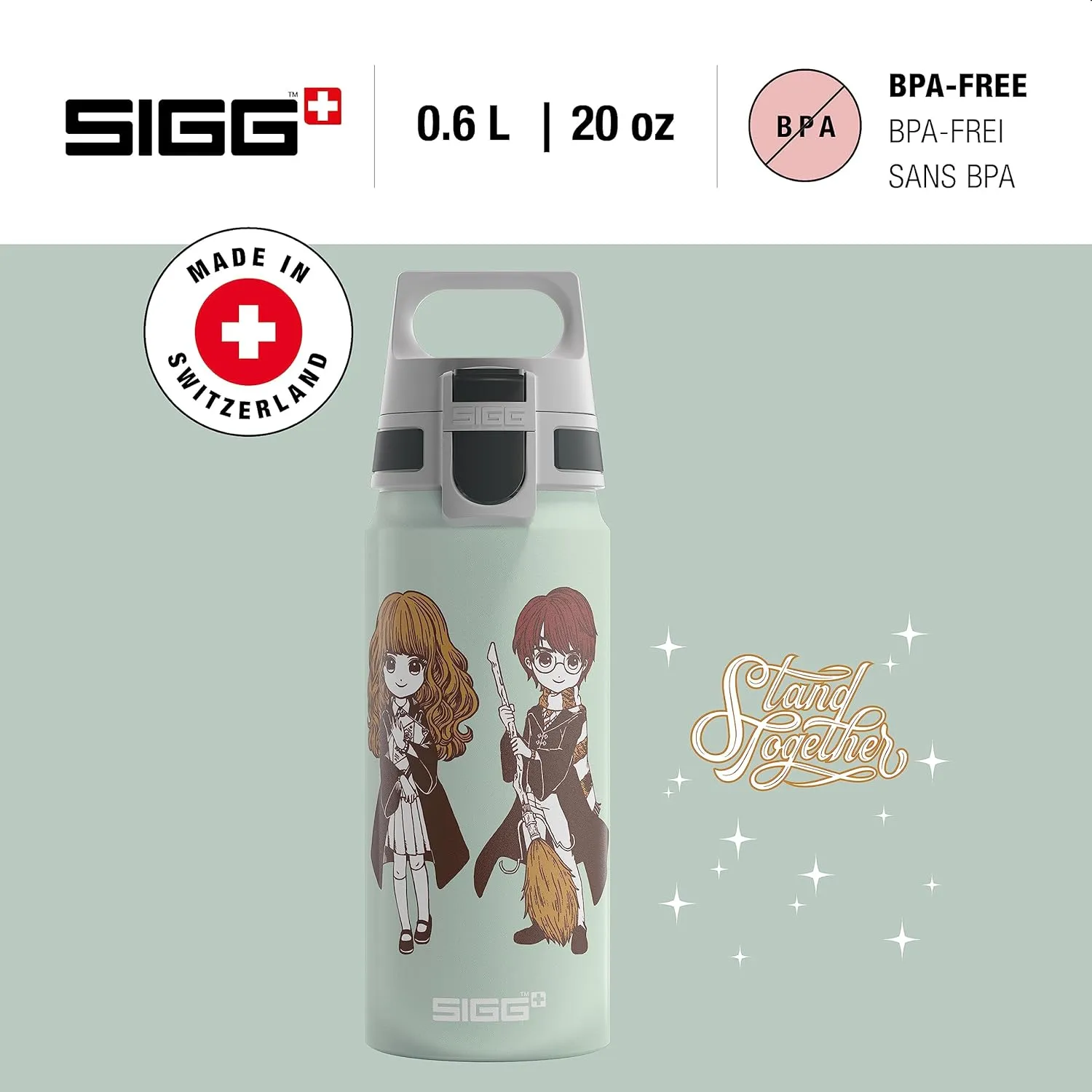 SIGG - Aluminium Water Bottle for Children - WMB One Harry Potter & Hermione Granger - Carbonated - Leak-Proof - Light as a Feather - BPA-Free - Climate Neutral Certified - Sports & School - White