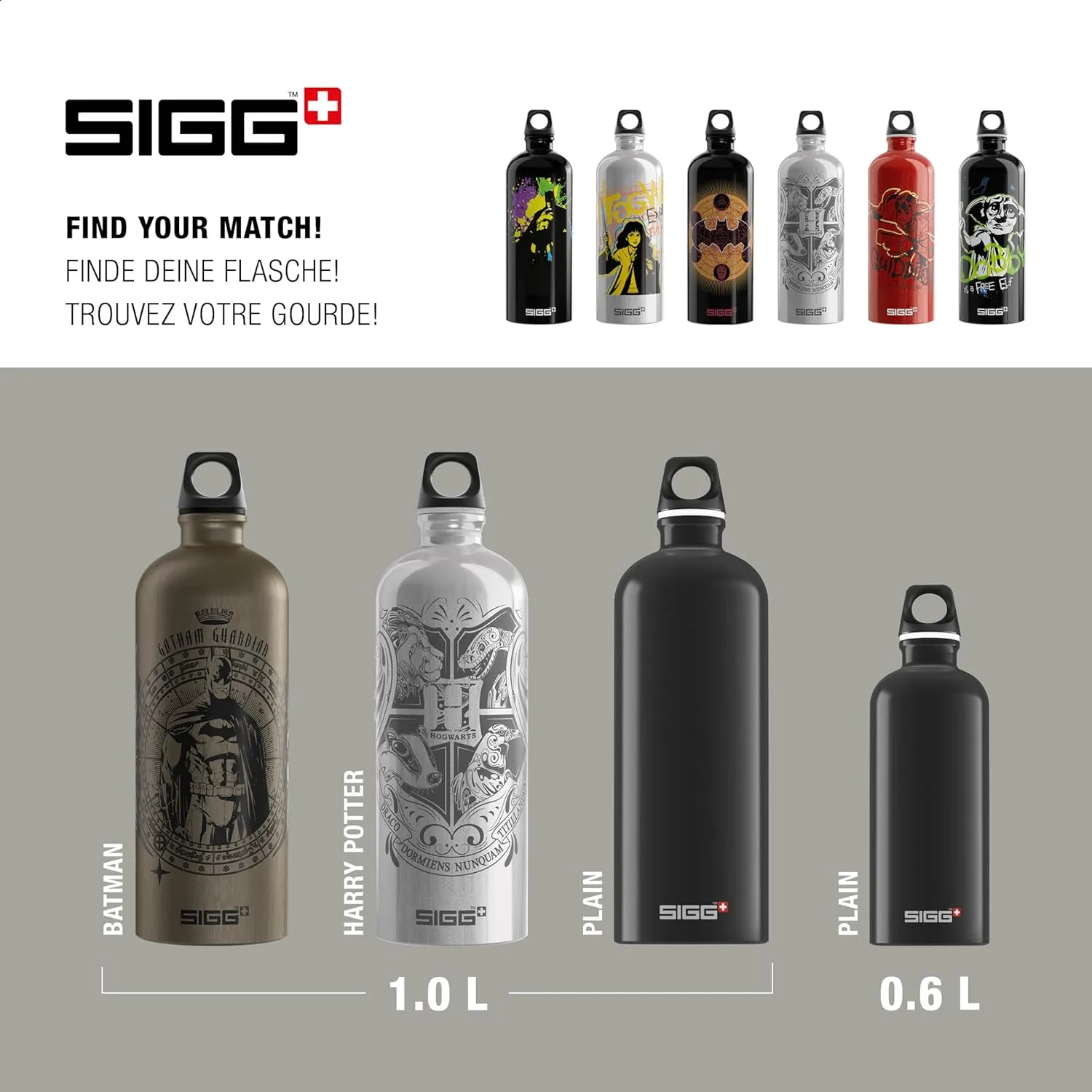 Sigg - Aluminium Water Bottle - Traveller Guardian - Climate Neutral Certified - Suitable For Carbonated Beverages - Leakproof - Lightweight - BPA Free - Grey - 1L