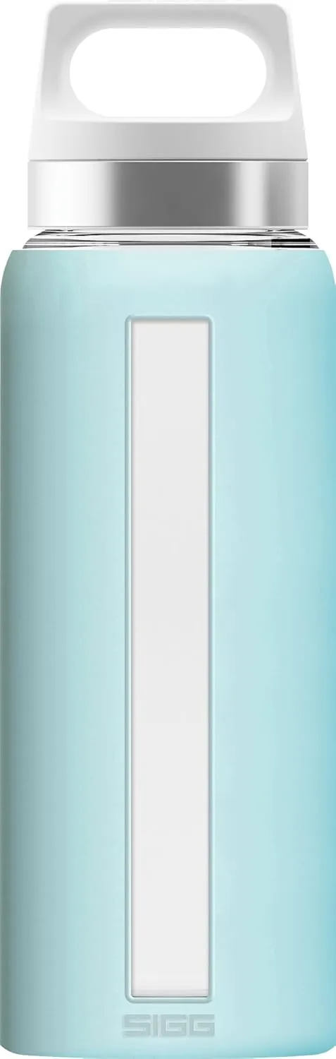 SIGG - Glass Water Bottle - Dream Glacier - Soft Silicon Cover - Leakproof - Dishwasher Safe - BPA Free - Broscilate Glass - 22 Oz