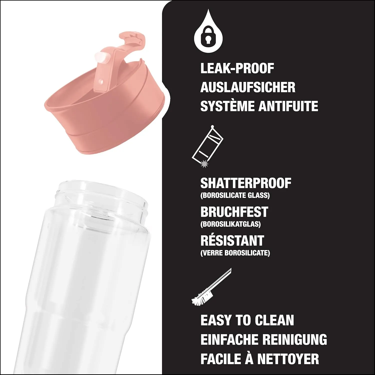 SIGG - Insulated Coffee Cup - Travel Mug Nova - Dishwasher Safe - BPA Free - Broscilate Glass - Flip Top - Shy Pink - 13 Oz